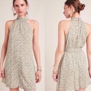 Anthropologie Maddie green tropical print romper size s